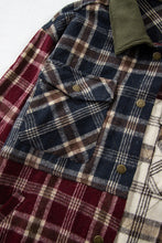 Load image into Gallery viewer, Red Mixed Plaid Patchwork Retro Shacket