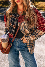 Load image into Gallery viewer, Red Mixed Plaid Patchwork Retro Shacket