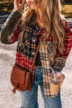 Load image into Gallery viewer, Red Mixed Plaid Patchwork Retro Shacket