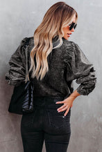 Load image into Gallery viewer, Black Puff Sleeve Button Up Denim Blouse/Jacket
