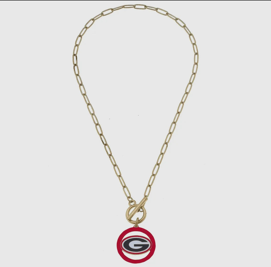 Georgia Logo Enamel Necklace