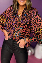 Load image into Gallery viewer, Neon Leopard Print Baloon Sleeve Blouse
