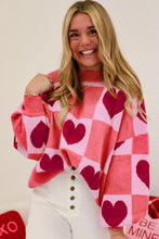 Load image into Gallery viewer, Plus Heart Block Mock Neck Loose Sweater
