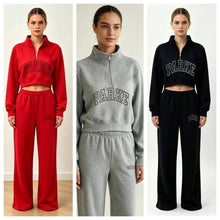 Load image into Gallery viewer, Embroidered Cotton Quarter Zip Sweatpant Set
