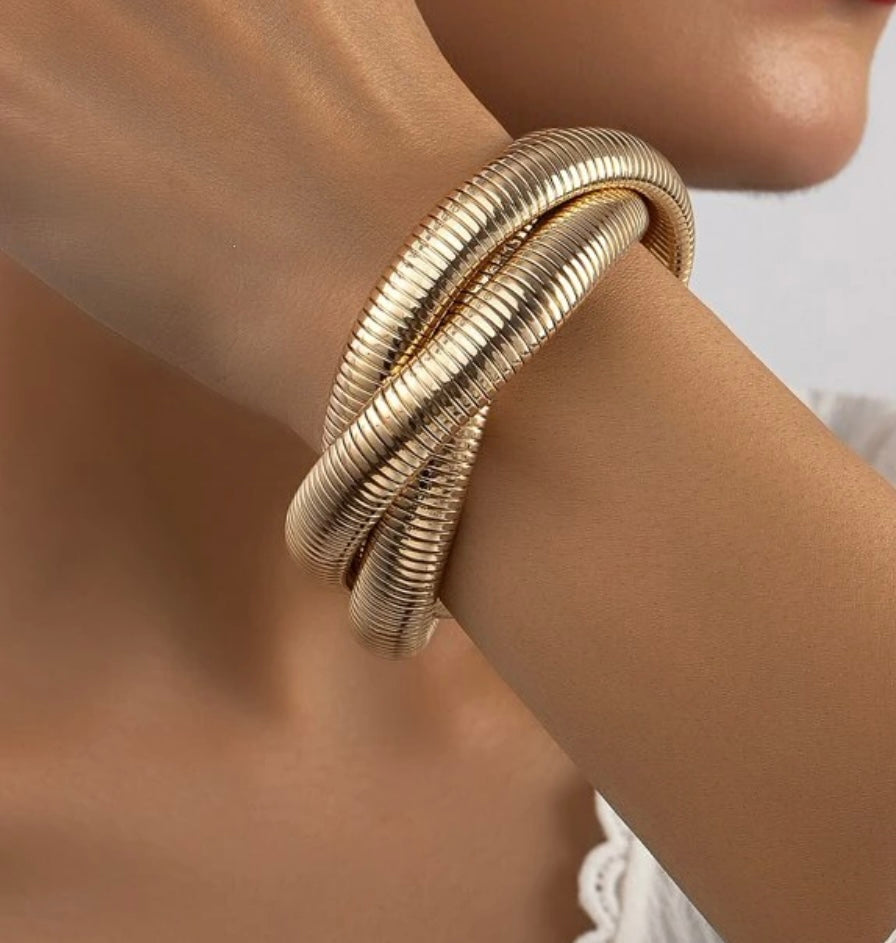 Twisted Chunky Gold Bangles