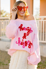 Load image into Gallery viewer, Hugs and Kisses Pop Up Embroider Raglan Sweatshirt
