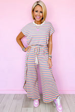 Load image into Gallery viewer, Pink Stripe Wide Leg Pants Set

