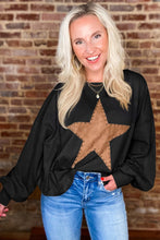 Load image into Gallery viewer, Black Studded Leather Star Loose Top
