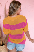 Load image into Gallery viewer, Orange Stripe Color Block Knitted Sweater Tee
