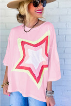 Load image into Gallery viewer, Pink Relaxed Fit Star Patch Tee
