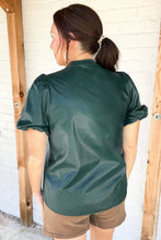 Load image into Gallery viewer, Faux Leather Puff Sleeve Top
