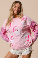 Load image into Gallery viewer, Pink Sequined Santa Christmas Sweatshirt
