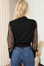 Load image into Gallery viewer, Black Latice Mesh Sleeve Zip Up Bomber
