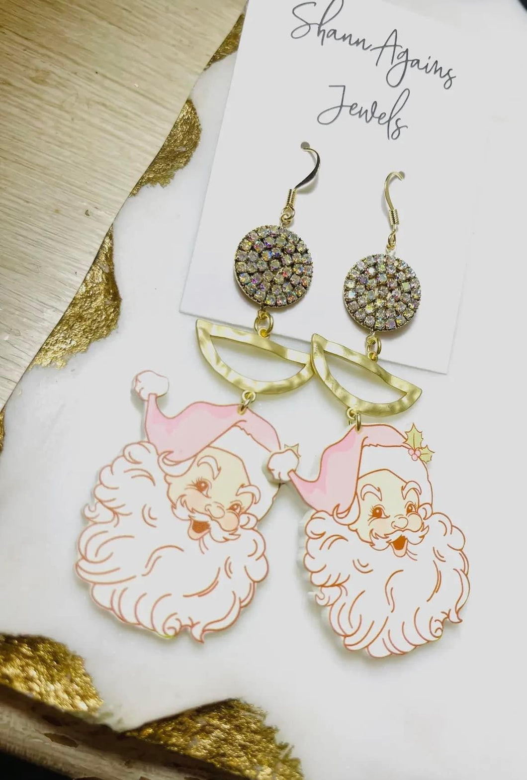Handmade Pink Santa Earrings