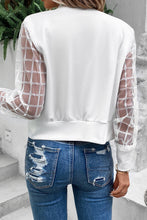 Load image into Gallery viewer, White Latice  Mesh Sleeve Zip Up Bomber
