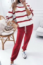 Load image into Gallery viewer, Red Stripe Pullover and Jogger Set
