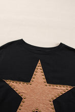 Load image into Gallery viewer, Black Studded Leather Star Loose Top
