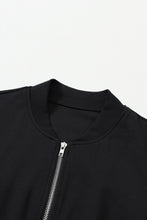 Load image into Gallery viewer, Black Latice Mesh Sleeve Zip Up Bomber
