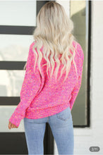 Load image into Gallery viewer, Hot Pink Confetti Knitted V Neck  Sweater
