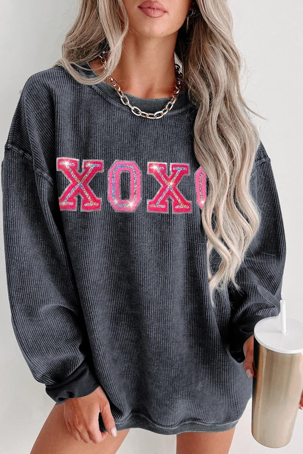 XOXO Ribbed Sweatshirt