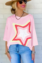 Load image into Gallery viewer, Pink Relaxed Fit Star Patch Tee
