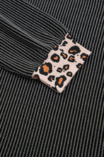 Load image into Gallery viewer, 2 PC Charcoal Ribbed Pants Set Leopard Sleeve
