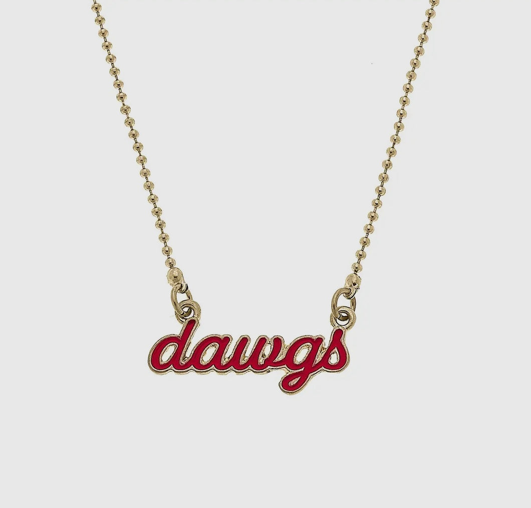 Dawgs Enamel  Script Necklace