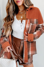 Load image into Gallery viewer, Orange  Plaid Flap Pocket Flannel/Shacket
