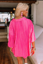 Load image into Gallery viewer, Hot Pink Pleated Shorts Lounge Set
