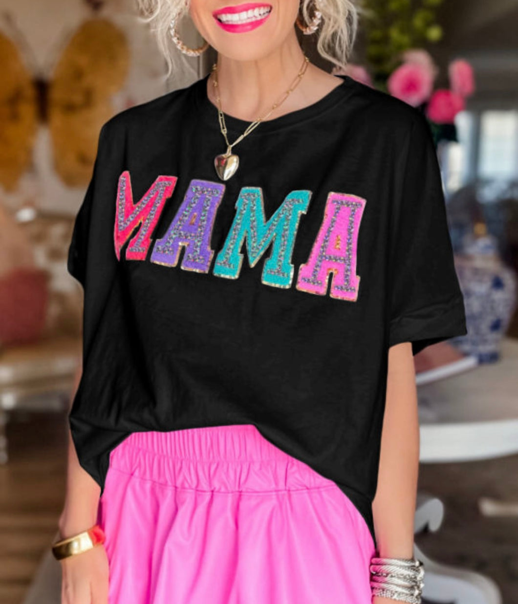 Mama Relaxed Fit Mama Chenille Patch Tee