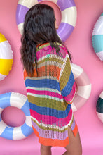 Load image into Gallery viewer, Striped Colorblock Hollowed Crochet Sweater
