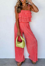 Load image into Gallery viewer, Ruffle Cami Pleated Wide Leg Pants Set
