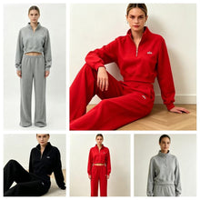 Load image into Gallery viewer, Cotton Quarter Zip Sweatpant Set (Embroidered Logo)
