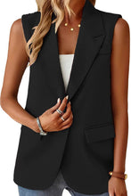 Load image into Gallery viewer, Black Sleeveless Single Lapel Vest
