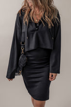 Load image into Gallery viewer, Black Cropped Hoodie Cami Dress 2 piece set

