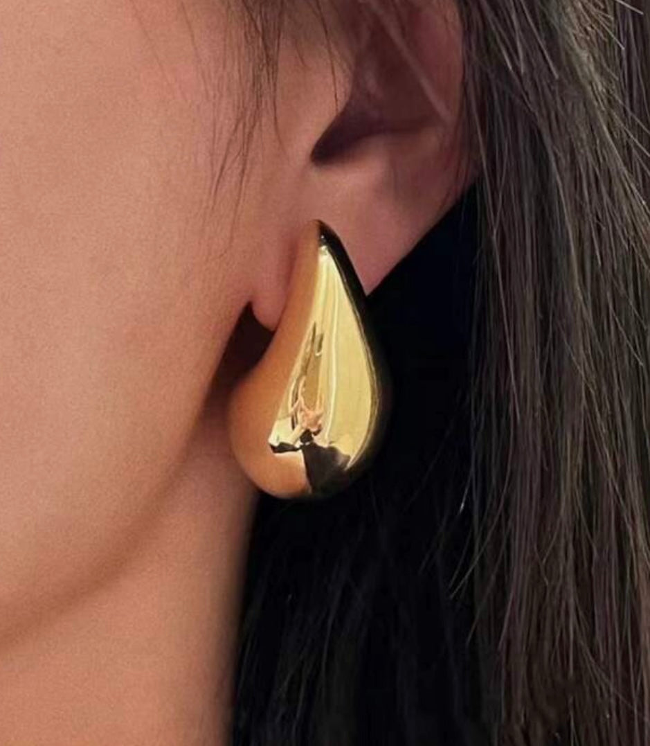 Chunky Gold Teardrop Earrings