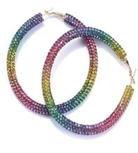 Load image into Gallery viewer, Rainbow Sequin Hoops

