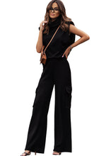 Load image into Gallery viewer, Black High Neck Sleeveless Vest And Cargo Pants Set
