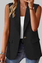 Load image into Gallery viewer, Black Sleeveless Single Lapel Vest
