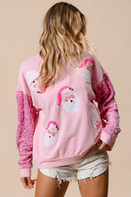 Load image into Gallery viewer, Pink Sequined Santa Christmas Sweatshirt
