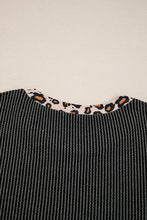 Load image into Gallery viewer, 2 PC Charcoal Ribbed Pants Set Leopard Sleeve
