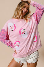 Load image into Gallery viewer, Pink Sequined Santa Christmas Sweatshirt
