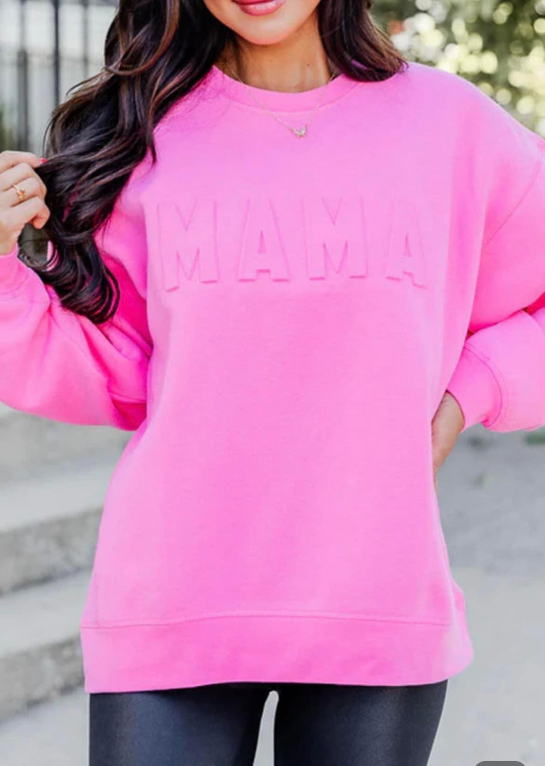 Hot Pink Mama Embossed Sweatshirt