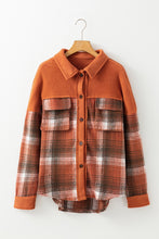 Load image into Gallery viewer, Orange  Plaid Flap Pocket Flannel/Shacket
