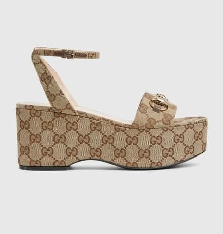Brown Wedge Sandals with Strap