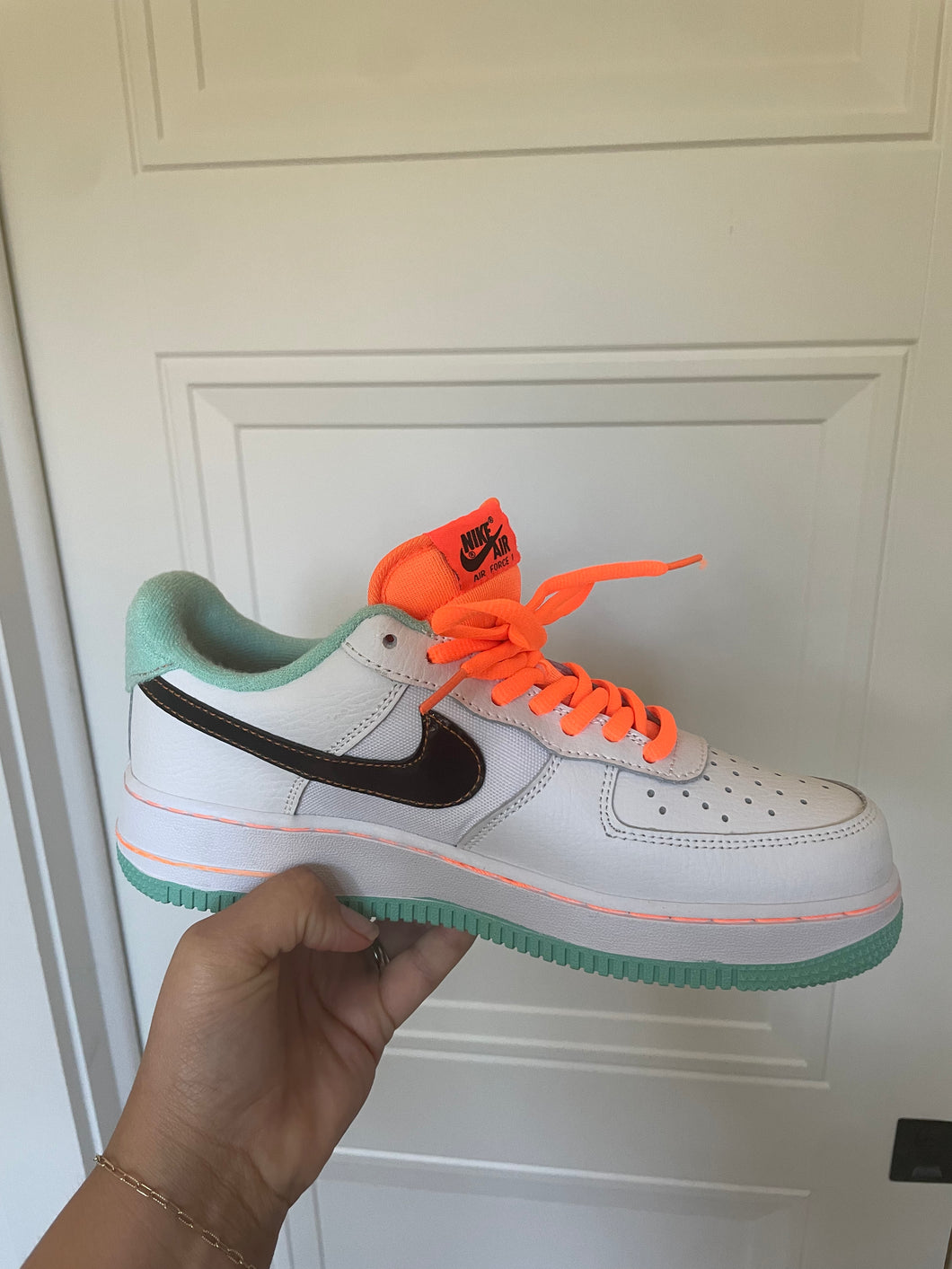 Size 8.5 Orange and Teal