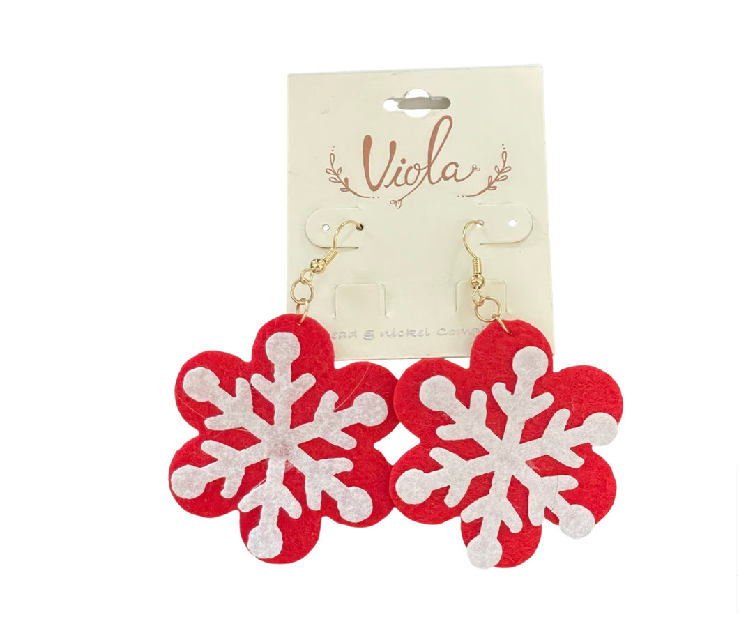 Red and White Felt Snowflakes