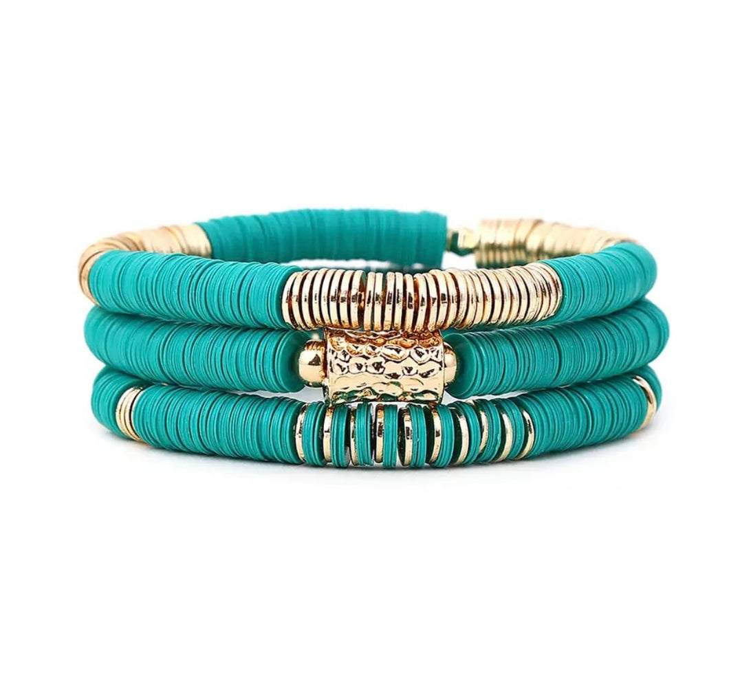 Turquoise rubber bead stack