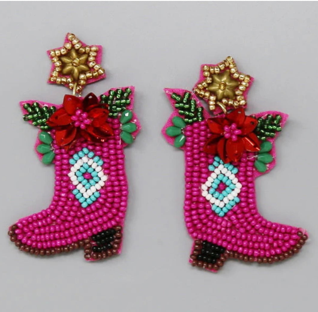Hot Pink Christmas Boots